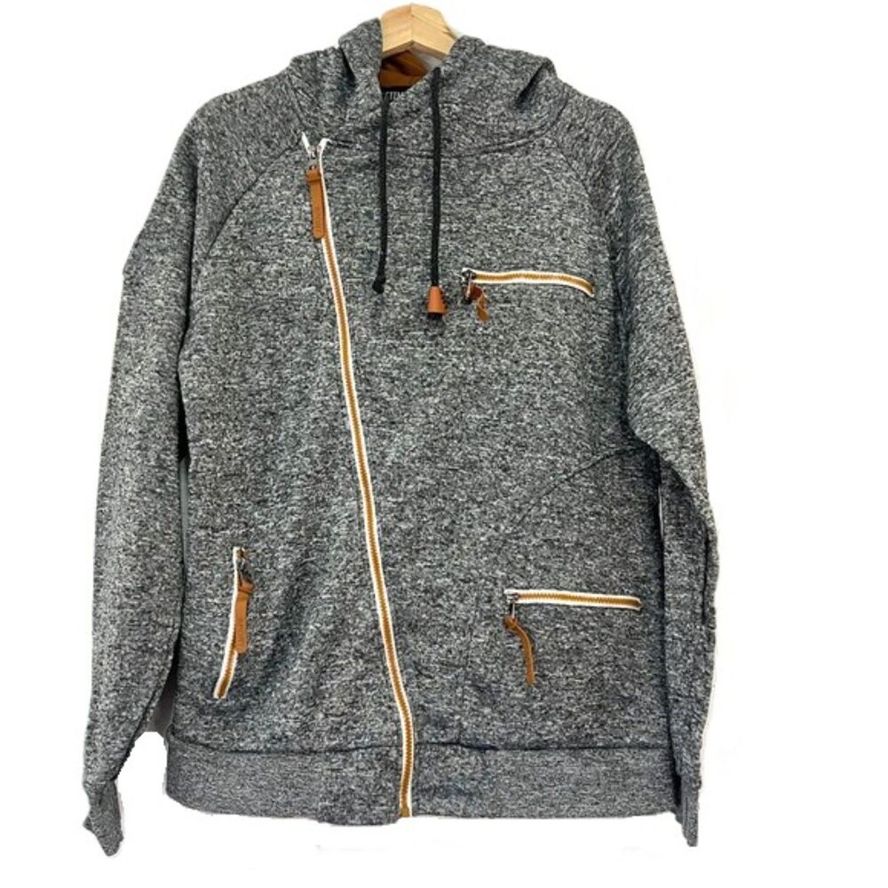 SIIMWRSS Heathered Gray Sport Zip Up Hooded Jacket Mens Size XL
